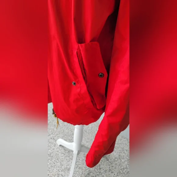 U.S. Polo Assn Red Hooded Windbreaker Jacket Lightweight Zip Snap Women’s Size L - Picture 12 of 15